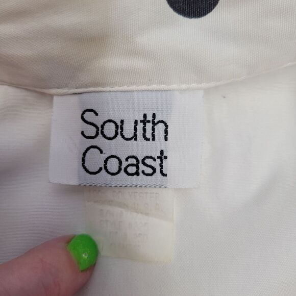 VINTAGE 90s black and white polka dot long sleeve button up tie crop top S - Picture 4 of 8